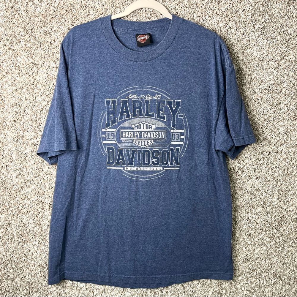 Harley Davidson T-Shirt Men’s XL Motorcycles Blue Logo Short Sleeve